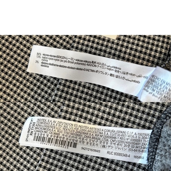 NWT Zara Black/White Check Crop Side Zip Leggings with Black Buttons Size S - Picture 13 of 16